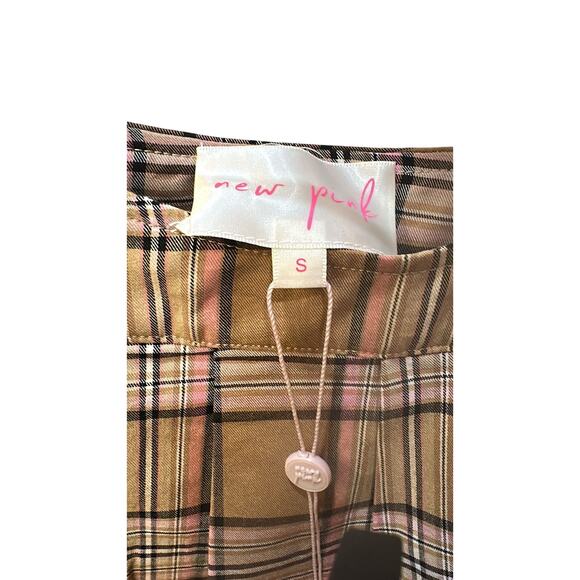 Dolls Kill New Pink Plaid Brown Pink Micro Mini Skort SMALL - Picture 3 of 5